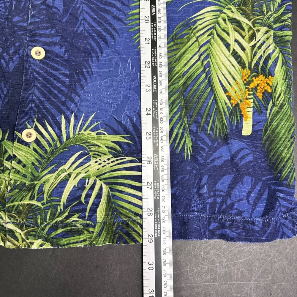 Tommy Bahama Mens Silk Palm Tree Button Up Shirt Large Blue Aloha Tropical - Picture 6 of 7